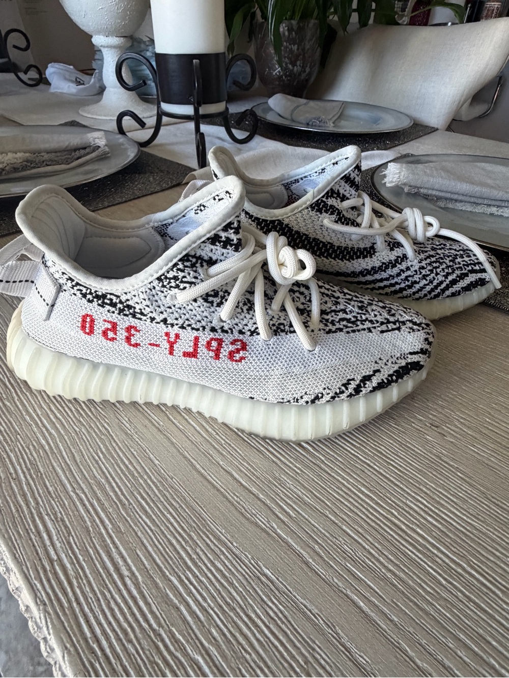Yeezy Boost 350 V2 White/Black with Red Script